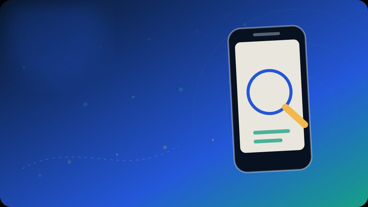 Original editorial phone-research visual for PeopleLooker Review