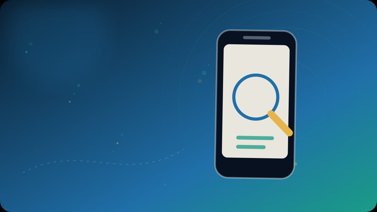 Original editorial phone-research visual for Terms of Use